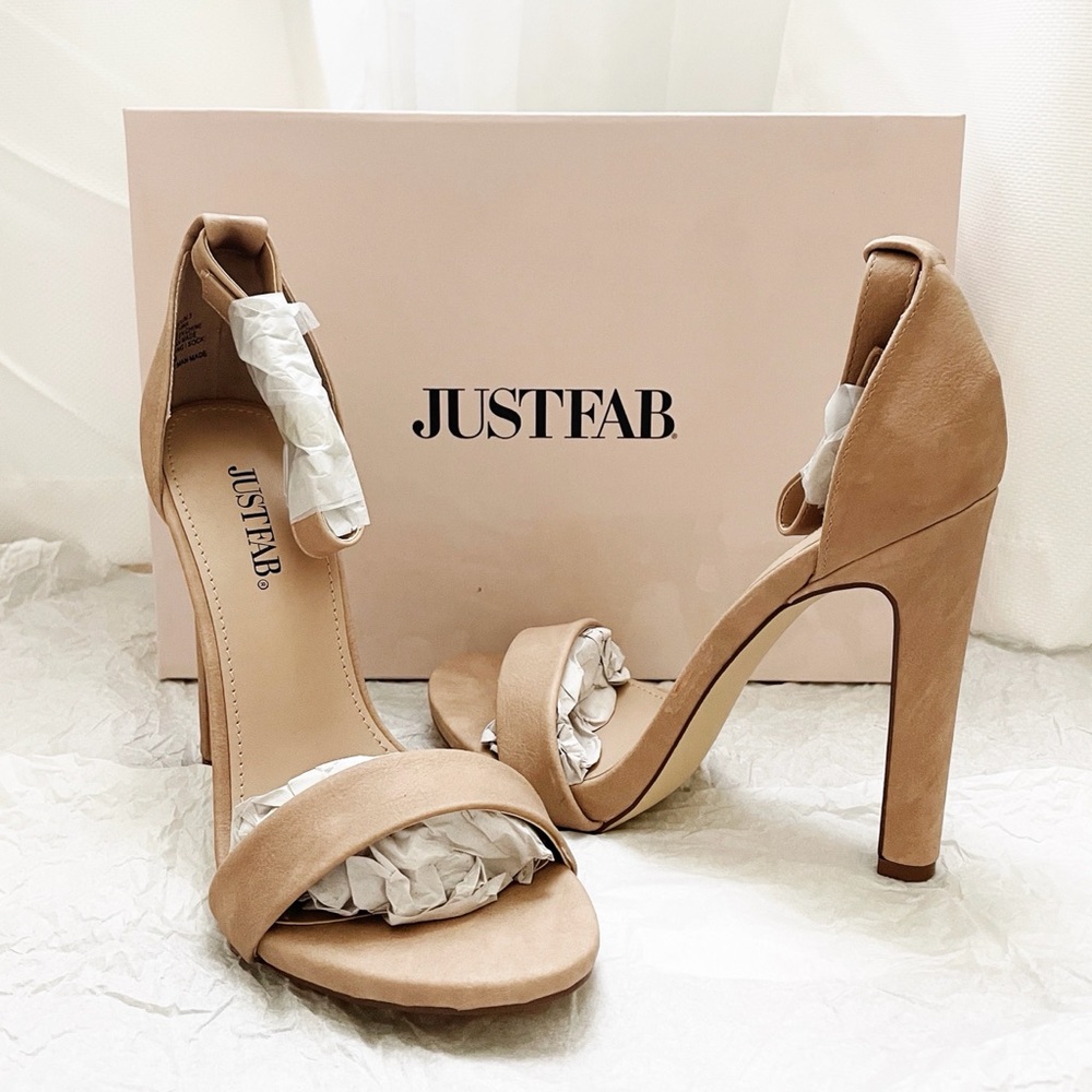 Nude Single Strap Heeled Sandal - Just Fab